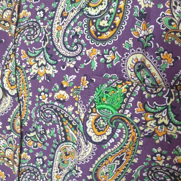 Cinch Mens Western L Button-Down Purple Green Gold Paisley Long-Sleeve Shirt - Picture 2 of 7
